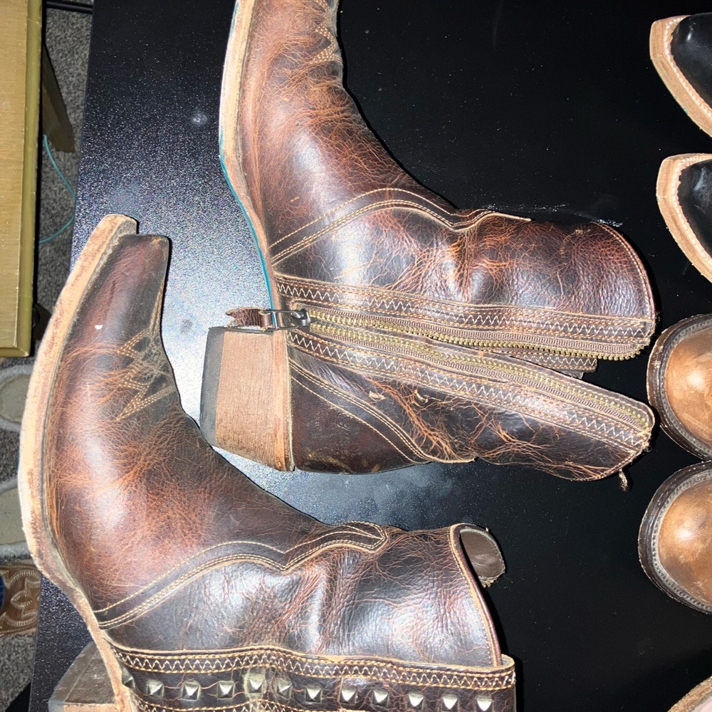 Women's Brown Leather Ankle Boots - Picture 4 of 7
